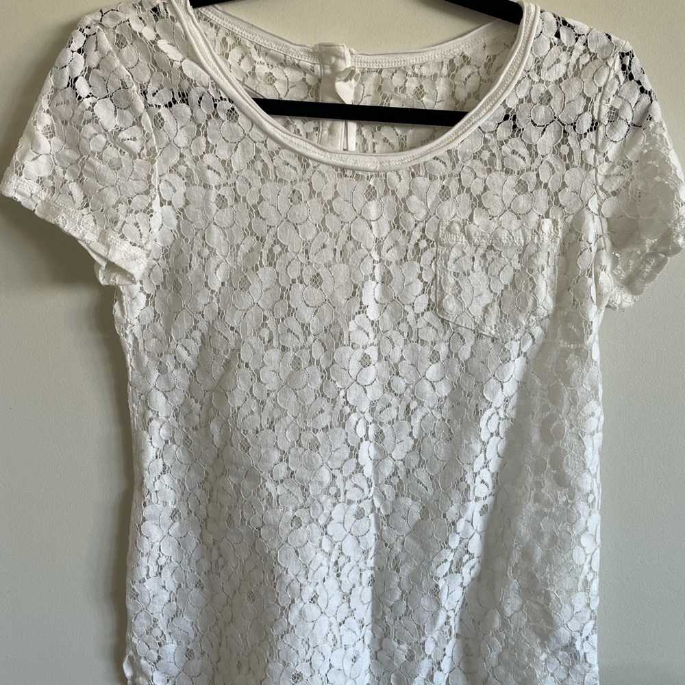 H&M white lace top size S